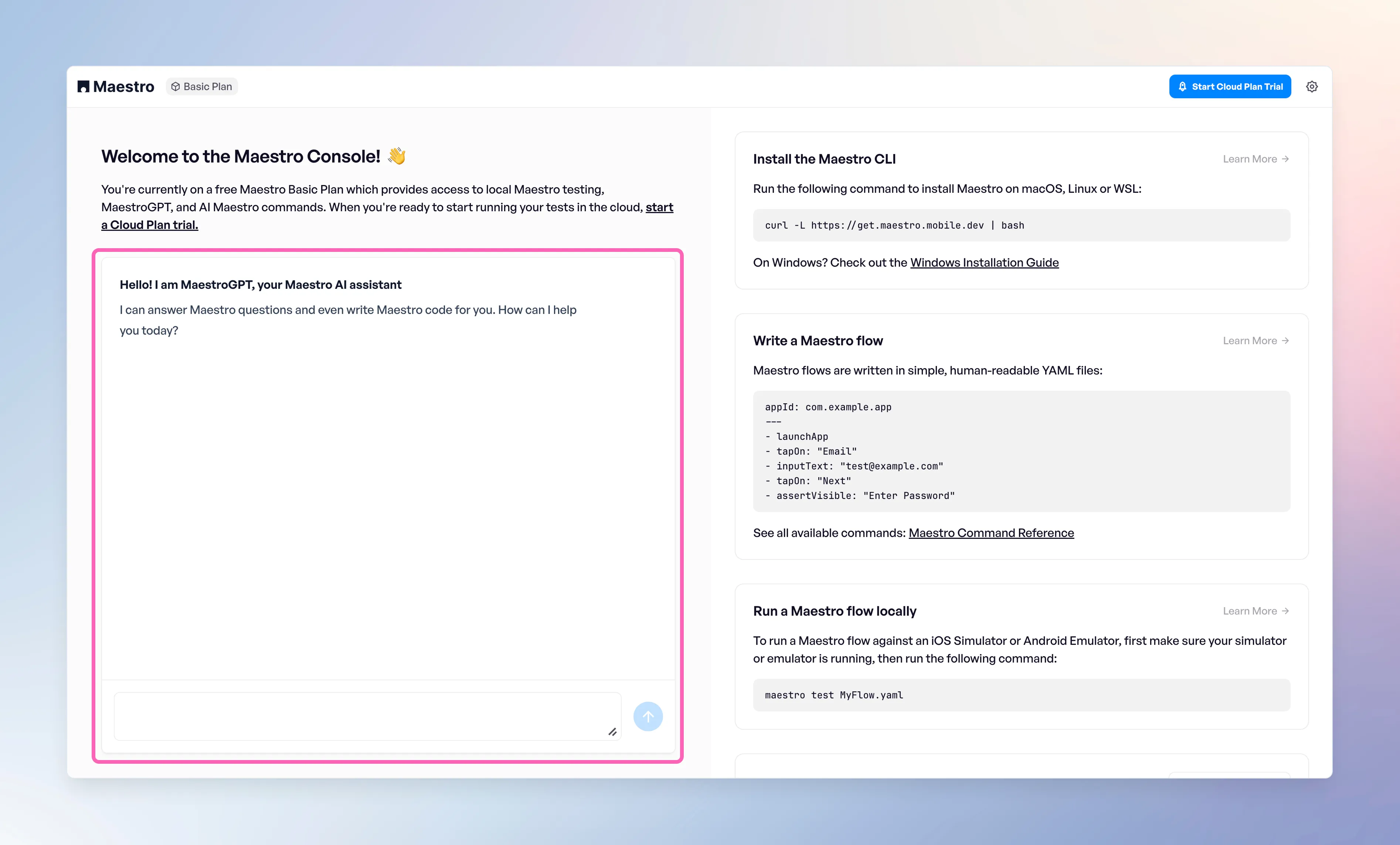 MaestroGPT in the Maestro Console