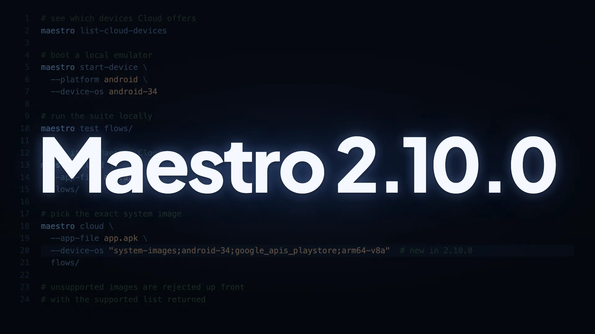 Maestro CLI 2.10.0: launch a specific Android system image